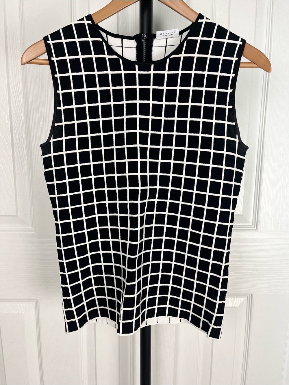 Akris Punto Windowpane Sleeveless Stretch Knit Sleeveless Top